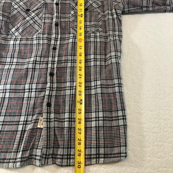 John Rich and Bros Woolrich Black Grey Plaid Button Down Flannel Shirt Size Med - Picture 8 of 10